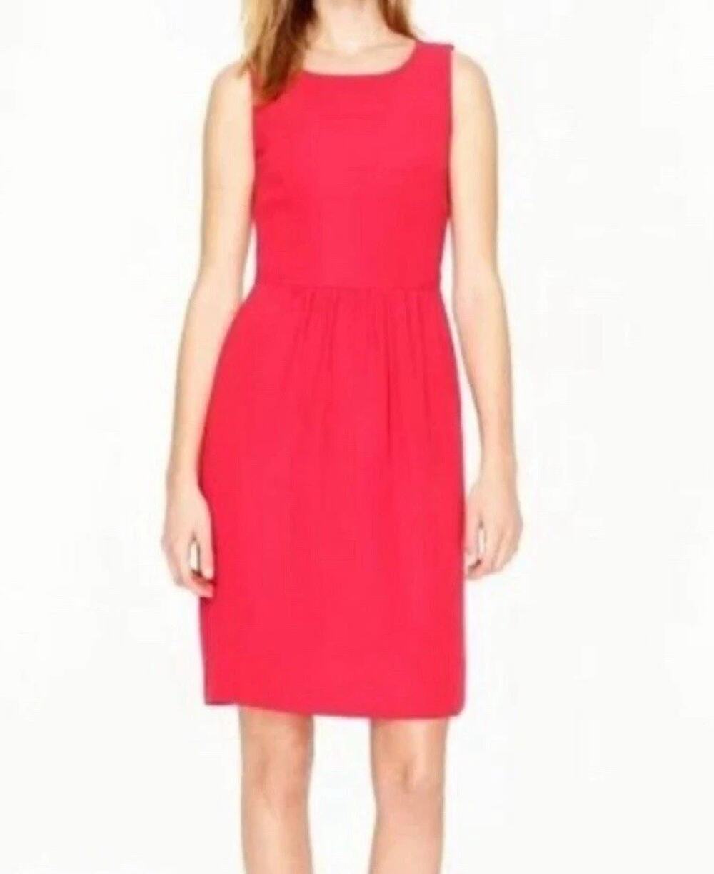 J. CREW Coral Red Poppy Camille Sleeveless Crepe Empire Above Knee Dress Size 0